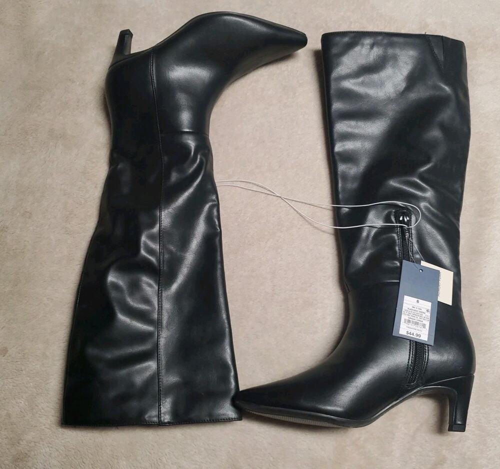 Universal Thread Black Kendra Kitten Heel Tall Boots Women’s Size 6 NEW